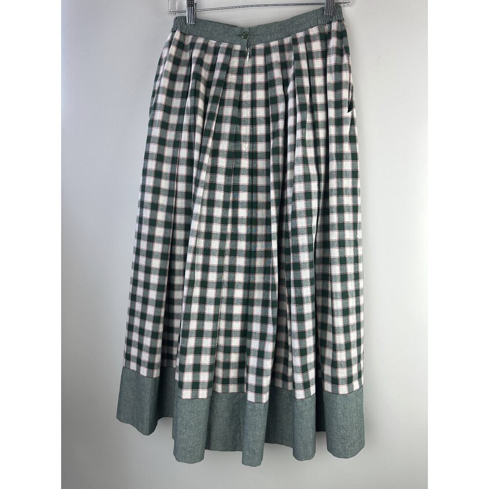 Perry Landhaus Pleated Maxi Skirt German Green Gingham Plaid Country Prairie 38 - Picture 13 of 16